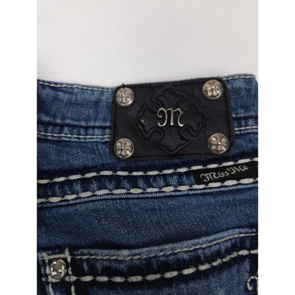 Miss Me Jeans Boyfriend 27 Jpb5014 Faded Blue Distressed Capri - Picture 5 of 8